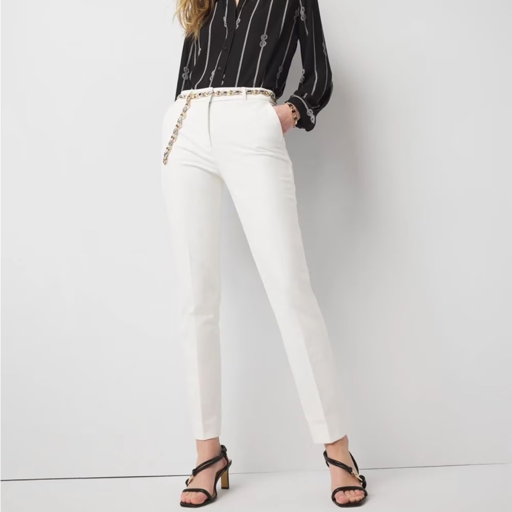 White House Black Market White Straight Leg Pants (Curvy)